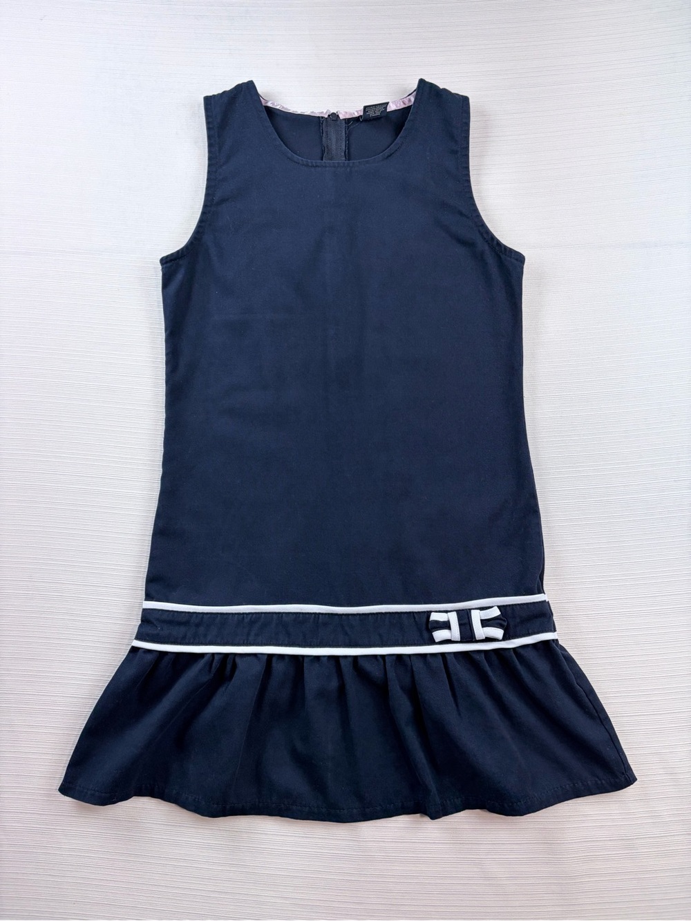 U.S. Polo Assn. Navy Dress with White Trim and Bow Accent